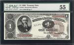 Fr. 347. 1890 $1 Treasury Note. PMG About Uncirculated 55.