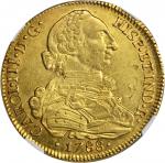 CHILE. 8 Escudos, 1788-SoDA. Carlos III (1759-88). NGC AU Details--Surface Hairlines.