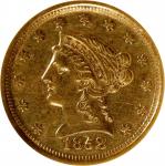 1852-D Liberty Head Quarter Eagle. Winter 15-M, the only known dies. AU-55 (NGC).