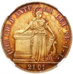 Santiago, Chile, gold 8 escudos, 1841 IJ, NGC AU 58.