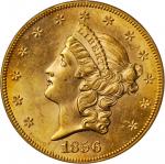 1856-S Liberty Head Double Eagle. Variety-17K. No Serif, Spiked F. Gold S.S. Central America Label. 