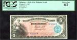 PHILIPPINES. Bank of the Philippines Islands. 5 Pesos, 1.1.1912. P-7a. PCGS Choice New 63.