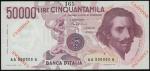 Banca dItalia, specimen 50000 lire, 1985, serial number AA 000000 A, violet and pink, Bernini at rig