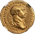 TRAJAN, A.D. 98-117. AV Aureus (7.15 gms), Rome Mint, ca. A.D. 112-114. NGC AU, Strike: 5/5 Surface: