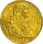 COLOMBIA. 1811-JF 8 Escudos. Santa Fe de Nuevo Reino (Bogotá) mint. Ferdinand VII (1808-1833). Restr