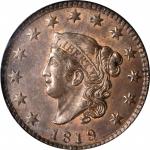 1819 Matron Head Cent. N-8. Rarity-1. Small Date. MS-63 RB (NGC). CAC.