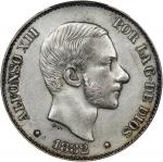 PHILIPPINES. 50 Centimos, 1882. Alfonso XII. PCGS Genuine--Cleaned, AU Details.
