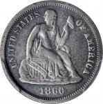 1860-O Liberty Seated Dime. Fortin-101, the only known dies. Rarity-4+. VF Details--Plugged (PCGS).