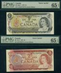Bank of Canada, test note $1, $2, 1973-74, serial number AXA0178179, RS1782973, black on green under