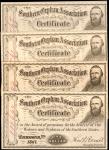 Lot of (4) Richmond, Virginia. Southern Orphan Association. 1867. $1. Extremely Fine.