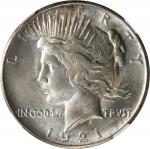1921 Peace Silver Dollar. High Relief. MS-66 (NGC).