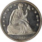 1861 Liberty Seated Silver Dollar. OC-Unlisted. Proof-63+ Cameo (PCGS).