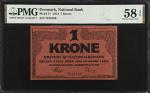 DENMARK. National Bank. 1 Krone, 1914. P-11. PMG Choice About Uncirculated 58 EPQ.