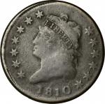 1810 Classic Head Cent. S-283. Rarity-2. Fine-12, Porous.