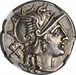ROMAN REPUBLIC. L. Saufeius. AR Denarius (3.98 gms), Rome Mint, ca. 152 B.C. NGC Ch EF, Strike: 5/5 