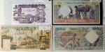 紙幣 Banknotes ALGERIA アルジェリア 100Nouveaux Francs 1959;50,100Dinars 1964;500Dinars 1970  計4枚組 4pcs 返品不可