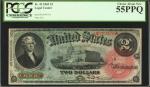 Fr. 42. 1869 $2 Legal Tender Note. PCGS Choice About New 55 PPQ.