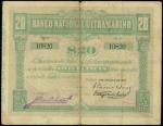1910年东帝汶大西洋国海外汇理银行贰拾圆，# 10820，世界纸币