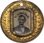1864 Abraham Lincoln. DeWitt-AL 1864-103. Ferrotype, Gilt Brass. 21.5 mm. Very Fine.