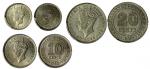 马来亚钱币3枚一组，包括1945年5分，50年10分及45年20分，分别评PCGS MS64， MS65及MS62