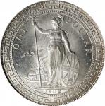 1902-B年英国贸易银元站洋一圆银币。孟买铸币厂。GREAT BRITAIN. Trade Dollar, 1902-B. Bombay Mint. Edward VII. PCGS MS-64.