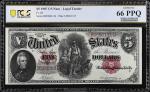 Fr. 85. 1907 $5  Legal Tender Note. PCGS Banknote Gem Uncirculated 66.