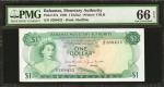 BAHAMAS. Bahamas Monetary Authority. 1 Dollar, 1968. P-27a. PMG Gem Uncirculated 66 EPQ.