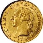 ITALY. Sardinia. Doppia, 1788. Vittorio Amedeo III (1773-96). NGC AU-58. WINGS Approved.