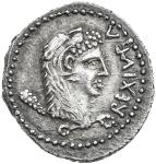 MAURETANIA: Juba II， 25 BC - 23 AD， AR denarius 402。85g41， Muumlller-64， REX IVBA head of Juba II in