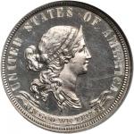 1869 Pattern Quarter Dollar. Judd-727, Pollock-808. Rarity-5. Silver. Reeded Edge. Proof-65 (NGC).