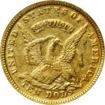 1852 United States Assay Office of Gold $10. K-12a(2). Rarity-5. 884 THOUS. Gold S.S. Central Americ