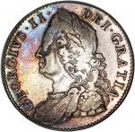 1750年英国半克朗银币，佐治二世，EF至AU，币边带深色包浆