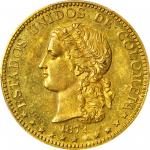 COLOMBIA. 1872 pattern 20 Pesos. Medellín mint. Gold. Restrepo-20. SP-62+ (PCGS).