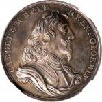GREAT BRITAIN. Memorial of Charles I Silver Medal, ND (1695). London Mint. NGC MS-63.