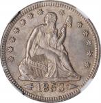 1853 Liberty Seated Quarter. Arrows and Rays. MS-63 (NGC).