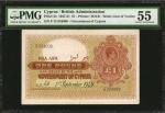 CYPRUS. British Administration. 1 Pound, 1937-51. P-24. PMG About Uncirculated 55.