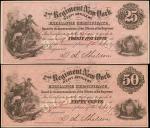 Lot of (2) New York. 2nd Regiment New York Heavy Artillery. 18xx. 25 & 50 Cents. About Uncirculated.