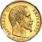 FRANCESecond Empire / Napoléon III (1852-1870). 5 francs tête nue petit module, tranche lisse 1854, 