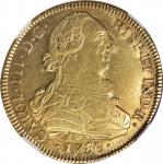 CHILE. 8 Escudos, 1786-So DA. Santiago Mint. Charles III. NGC AU-53.