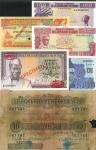 x A Group of World Banknotes, 10 Rupees, 100 Francs (2), 50 Francs, 5 Birr, 1000 Rupees, 10 Rupees, 