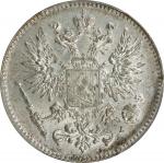 FINLAND. 50 Pennia, 1907-L. Helsinki Mint. Nicholas II. PCGS MS-65.