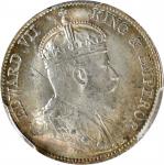 1902年香港一毫银币。伦敦铸币厂。HONG KONG. 10 Cents, 1902. London Mint. Edward VII. PCGS MS-64+.