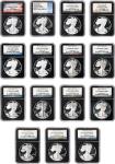 Complete Set of Proof Silver Eagles. Proof-70 Ultra Cameo (NGC). Retro Black Holder.