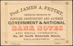 (Ca. 1864) Prof. James A. Pettit Business Card. Fine.