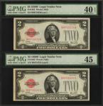 Lot of (2) Fr. 1503. 1928B $2 Legal Tender Note. PMG Extremely Fine 40 EPQ & Choice Extremely Fine 4