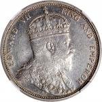 1904-B海峡殖民地银元，NGC MS61，美品