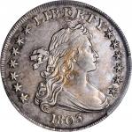1803 Draped Bust Silver Dollar. BB-252, B-5. Rarity-2. Small 3. AU-50 (PCGS).
