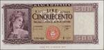 ITALY. Banca dItalia. 500 Lire, 1948. P-80b. About Uncirculated.