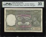 1937年印度储蓄银行100卢比。INDIA. The Reserve Bank of India. 100 Rupees, ND (1937). P-20n. PMG Choice Very Fin