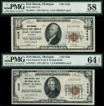 x United States of America, First National Trust & Savings Bank, $10, $20, Port Huron, Michigan, 192